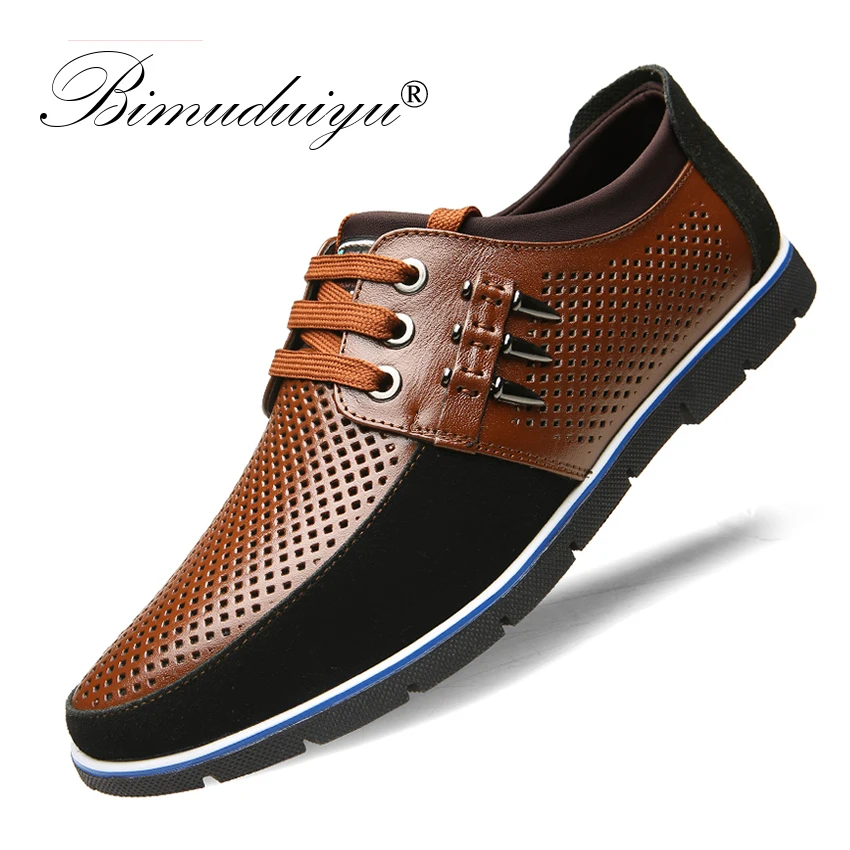 BIMUDUIYU Men Genuine Leather Shoes Spring Summer Sneakers High Quality Fashion Design Solid Comfortable Male Casual |