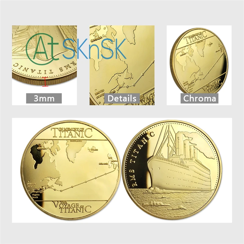 Titanic R.M.S Titan Routes памятная монета позолоченные монеты коллекции дисплей подарок