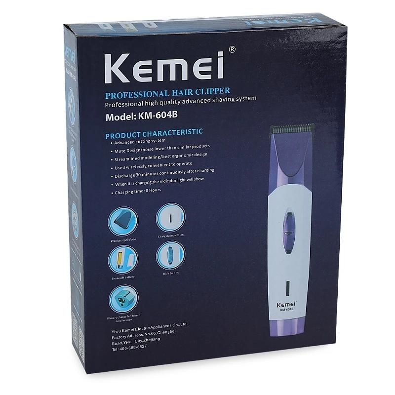 Kemei KM 604B профессиональная перезаряжаемая машинка для стрижки волос Беспроводная