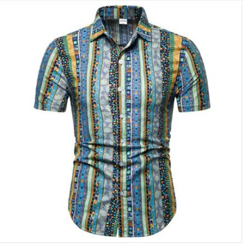 Гавайская рубашка с коротким рукавом 2019 мужская летняя большая Повседневная