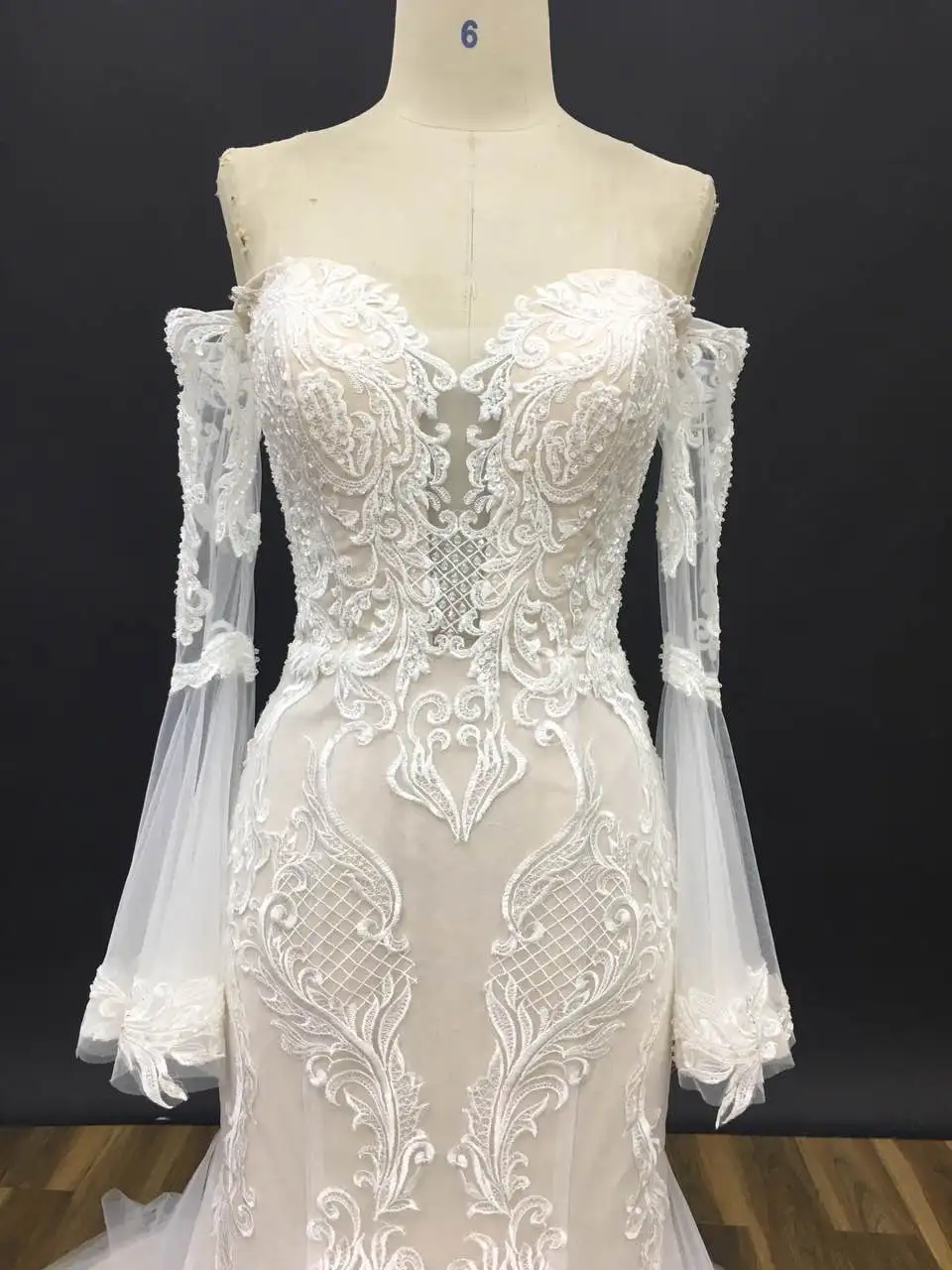 CloverBridal высокое качество 2017 популярное платье русалка 3D кружева полные рукава в