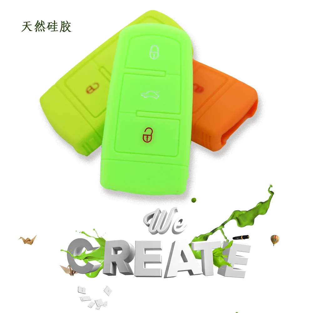 Чехол для ключей автомобиля силиконовый 3 кнопки чехол Wolkswagen Vw Cc Passat Magotan Smart Remote Key