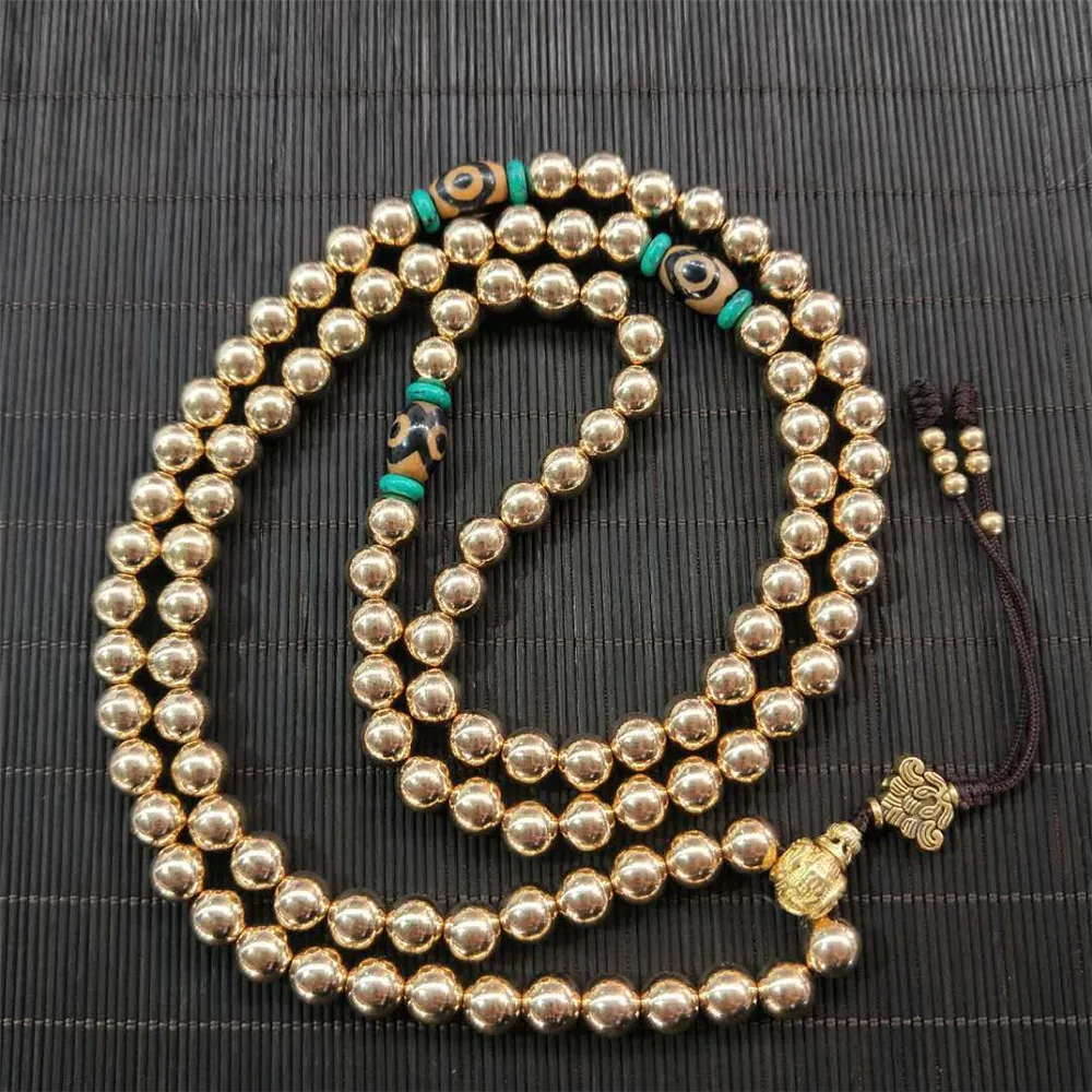 Браслет с круглыми бусинами из латуни чистой меди|Плетеные браслеты| |