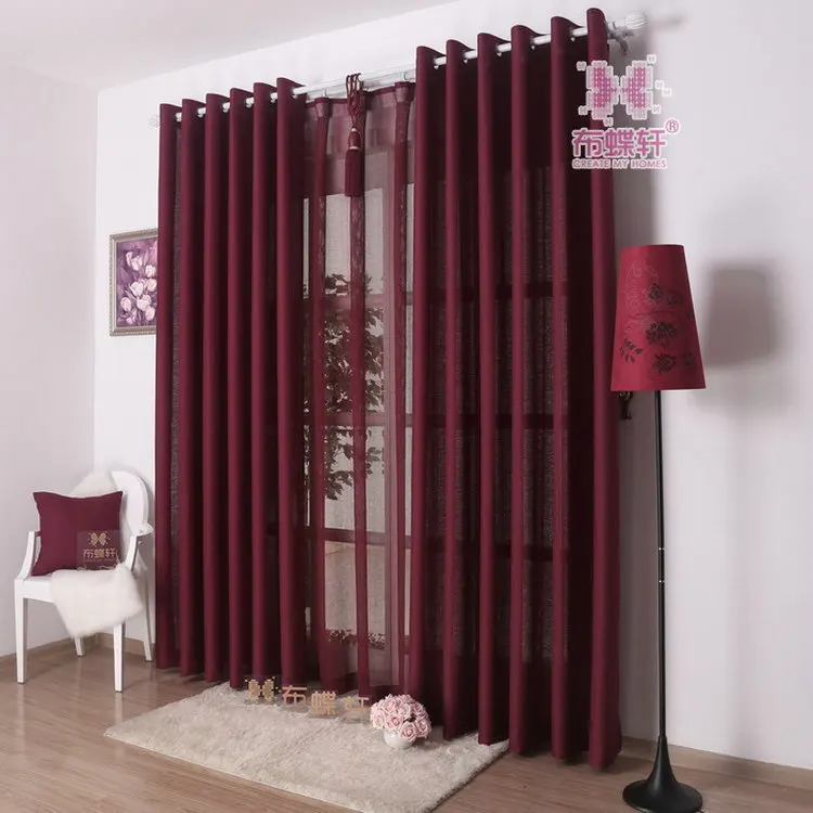 New Arrival Solid Color Curtains For Living Room Plain Curtains+Voile 9 Colors Grey/Burgundy/Yellow/Violet/White Shade/Drapery | Дом и сад