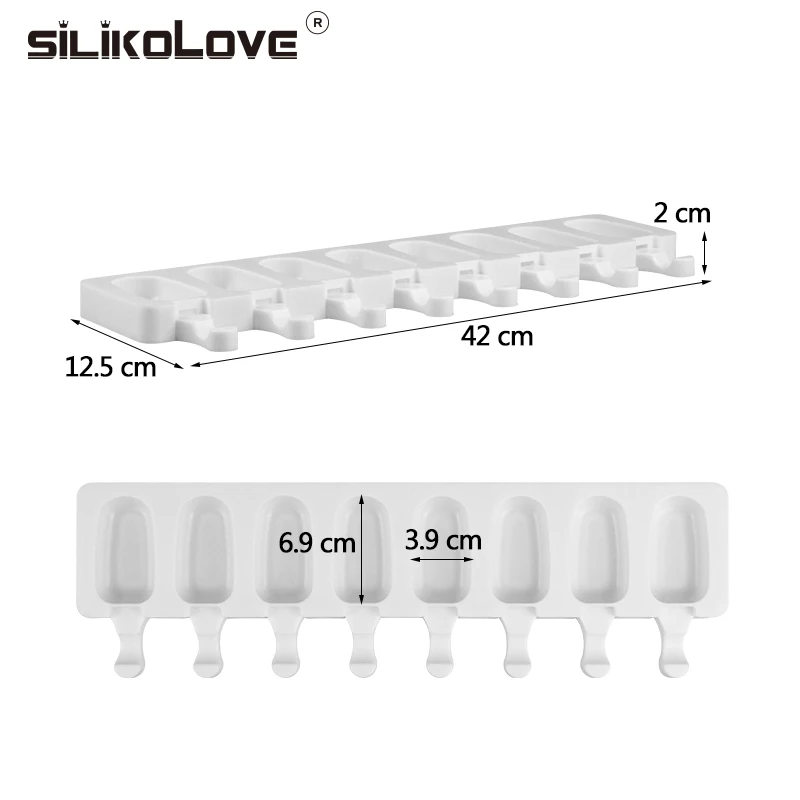 SILIKOLOVE 8 полости форма для изготовления мороженого Makers силиконовые толстый материал DIY формы ледяные кубики формы для десертов лоток с эскимо