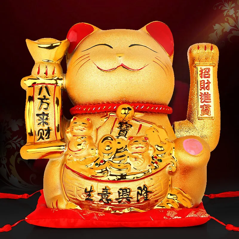 

Large Japanese Golden Lucky Cat Decorations Shop Shake Hands Open Lucky Lucky Fortune Cat Decoration