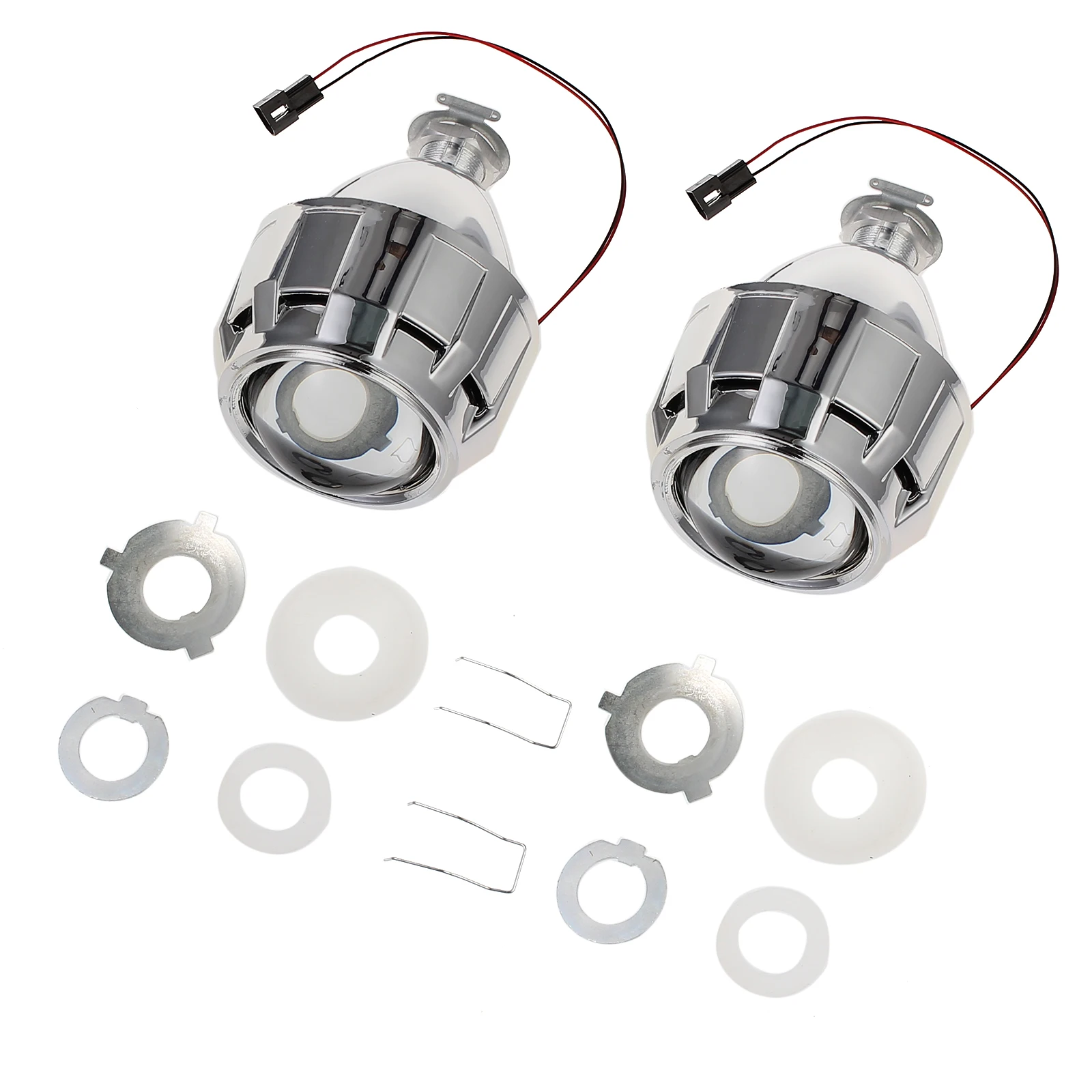 

Justech 2pcs 2.5" Mini H1 HID Bi-xenon Projector lens Kit Headlight Bulb Shroud H1 H4 H7 new