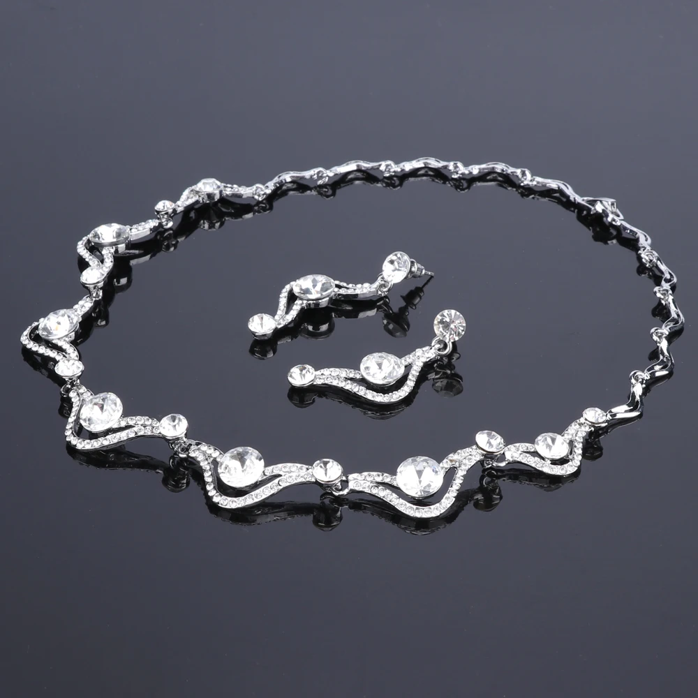 Свадебные ювелирные изделия прозрачный Кристальный серебряный со стразами цвет