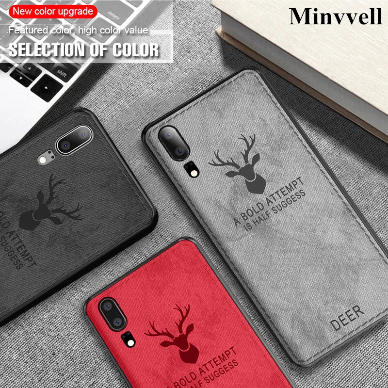 Luxury Retro Deer Cloth Texture Case For Huawei P20 Lite Pro Mate 10 9 Slim Soft TPU Leather Cover for Nova 3 3i 3e |
