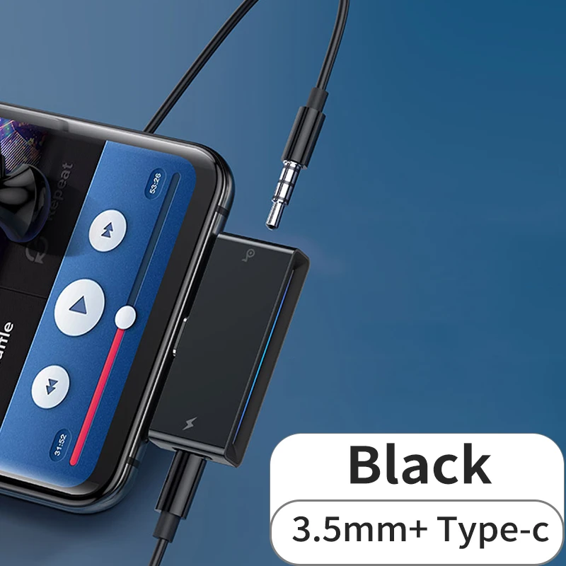 Baseus usb type C до 3,5 мм разъем для наушников AUX адаптер для Xiaomi Redmi Note 7 huawei P20 P30 Pro type-C разветвитель для быстрой зарядки - Цвет: Black