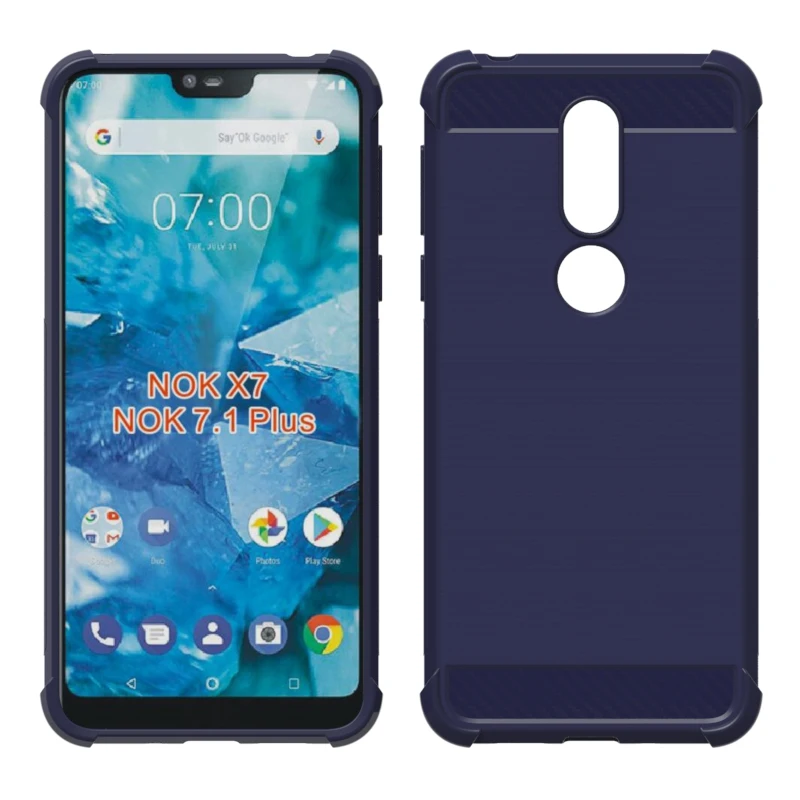 Бренд gligle углеродное волокно противоударный мягкий чехол из ТПУ для Nokia 7 1 Plus (для