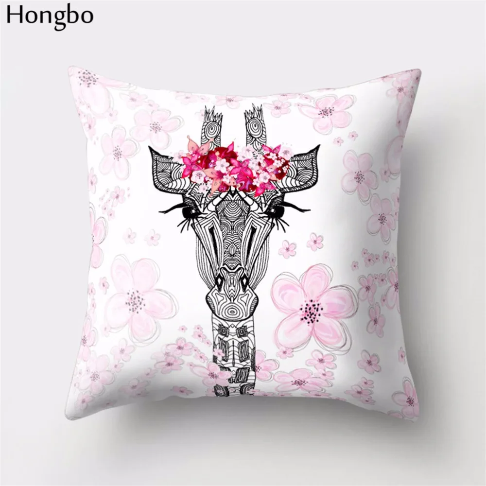 Hongbo 1 шт. домашний декор винтажный Рождественский Чехол на подушку Лось слон Лев Жираф змея сад наволочка с единорогом чехол