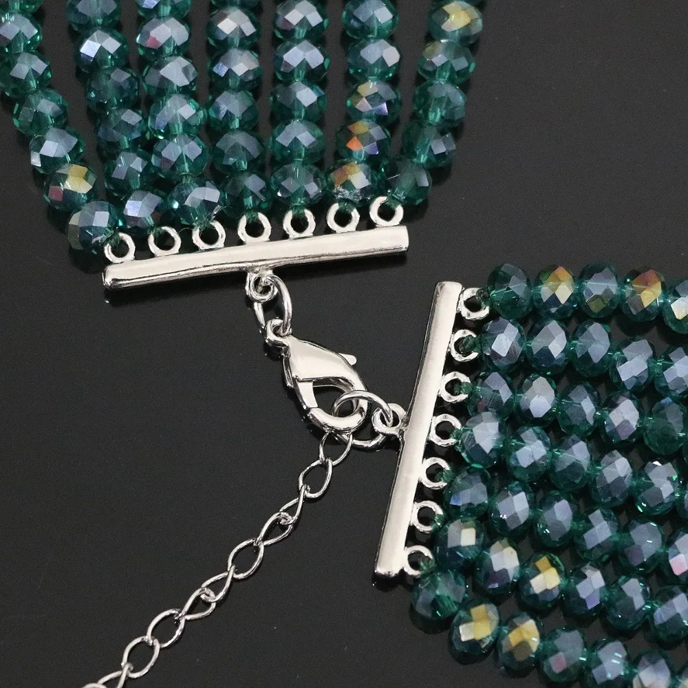 Винтаж малахитовый зеленый Круглый Shell Имитация Жемчуга счеты кристалл 7 рядов