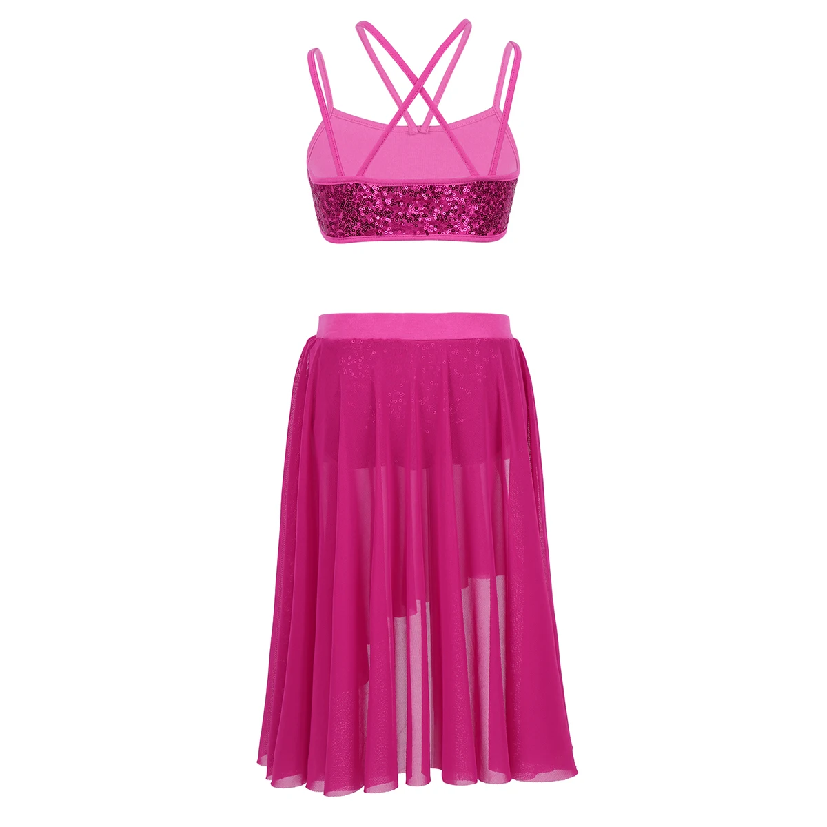 Детский костюм для гимнастики TiaoBug из двух предметов подростков с блестками