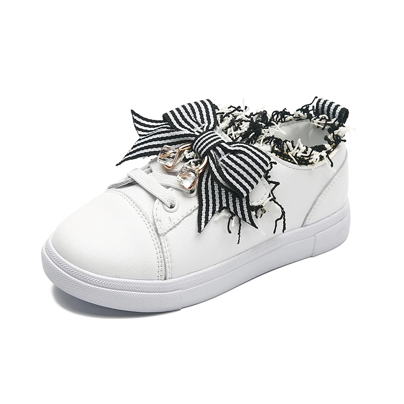 Gamlon Children's Sneakers 2018 New Girls White Shoes Rhinestone Fashion Lace Bow Babys Casual Sport Footwear | Детская одежда и