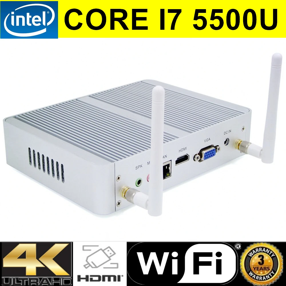 EGLOBAL Intel Core i7 5500U безвентиляторный мини ПК Windows 10 Linux Barebone Micro настольный компьютер HD