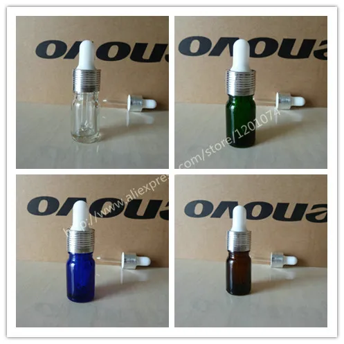 5 мл прозрачная/синяя/зеленая/коричневая блестящая стеклянная бутылка с