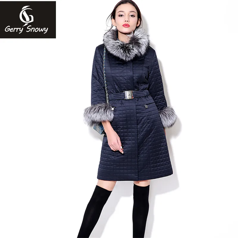 Женское зимнее пальто 2019 европейская куртка с воротником из Меха чернобурки