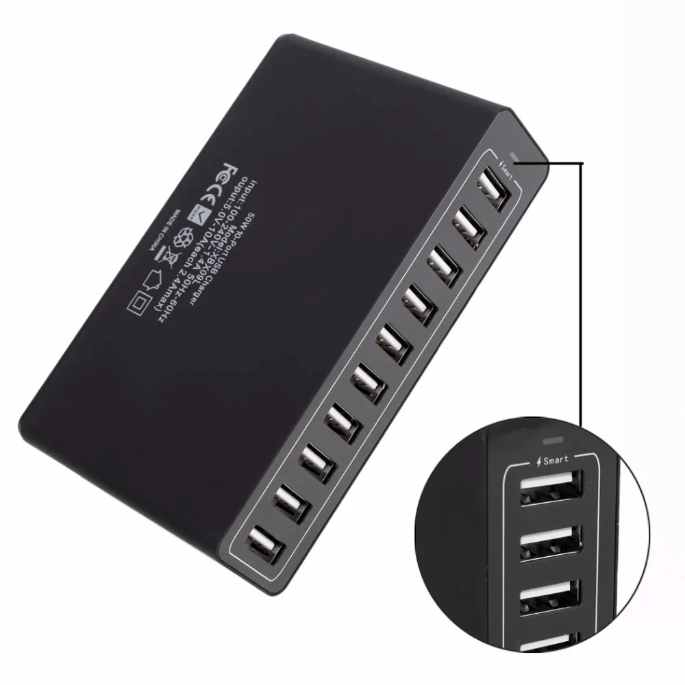 Горячая распродажа 10 А 50 Вт портов USB мощность зарядный концентратор порты и
