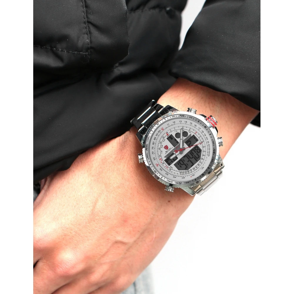 Winghead АКУЛА Спортивные Часы Водонепроницаемые Роскошные ЖК Аналоговый Дата