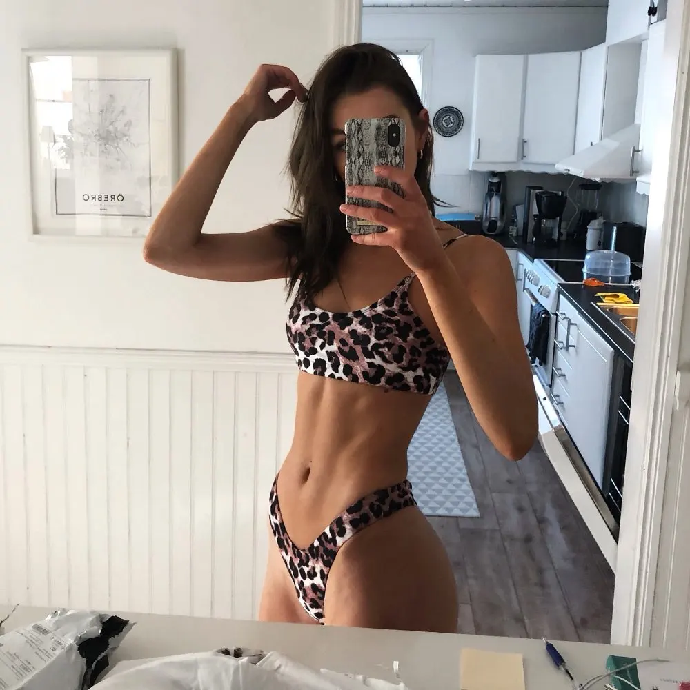 Сексуальный леопардовый бикини 2018 микро набор пуш ап стринги с высокой посадкой
