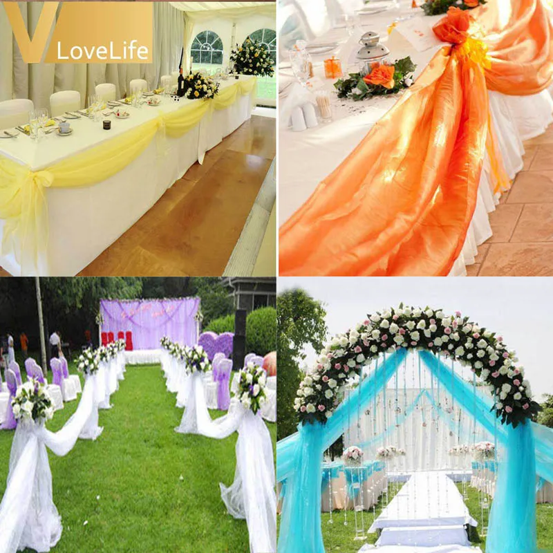 

5pcs/lot 5M*1.4M Organza Swag Sheer Fabric for Wedding Party Decor Table Decoration Wedding Chair DIY Supplies