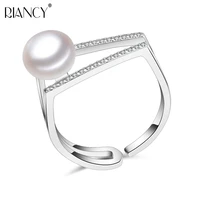 real pearl ringssilver ring with shiny gem studded adjustable size freshwater natural pearl ring 925 silver jewelry