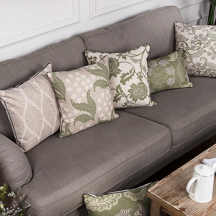 Прямая поставка наволочка с зелеными листьями Геометрическая для подушки