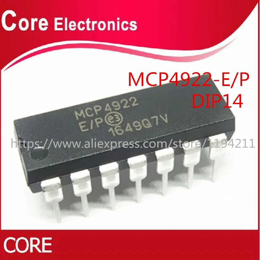 5pcs MCP4922 E/P 4922 DAC 12BIT DUAL W/SPI 14DIP лучшее качество|p p|dac spidac 12bit |