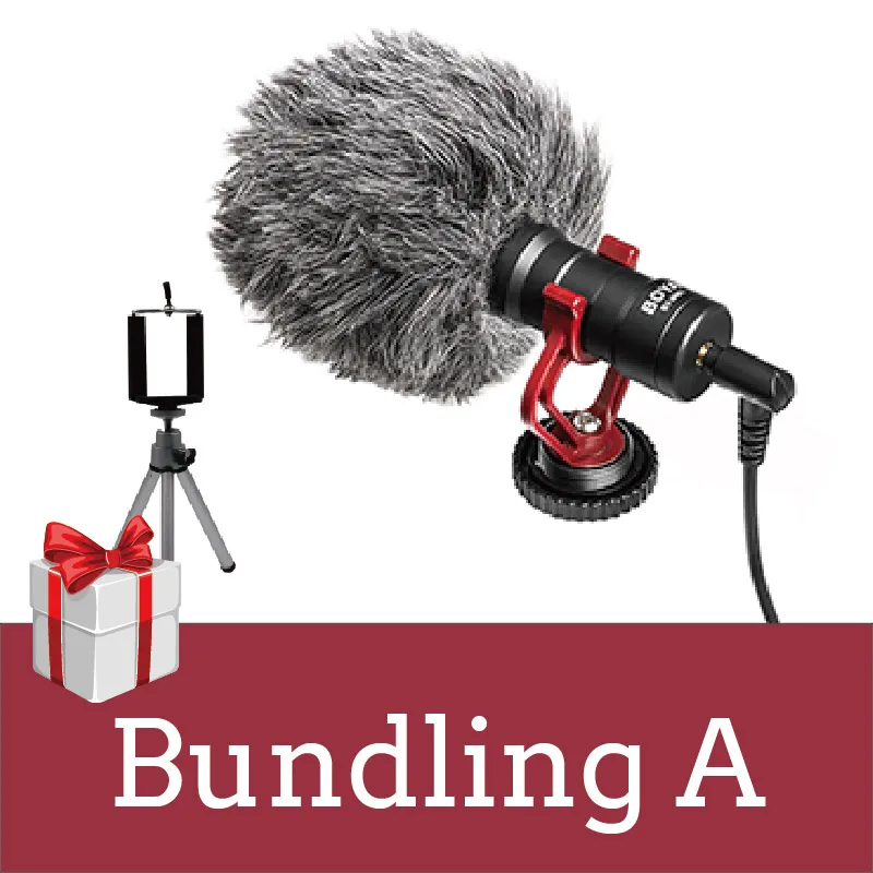 Bundling A BOYA BY-MM1 компактный накамерный видео микрофон Youtube Vlogging Запись микрофон для IPhone Nikon Canon DSLR камеры видеокамеры - Цвет: Bundling A