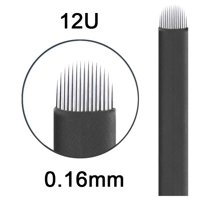 100 шт. иглы для микроблейдинга 0 16 мм черные 12u 14u 16u 18u 21u Lamina ручного тату ручки