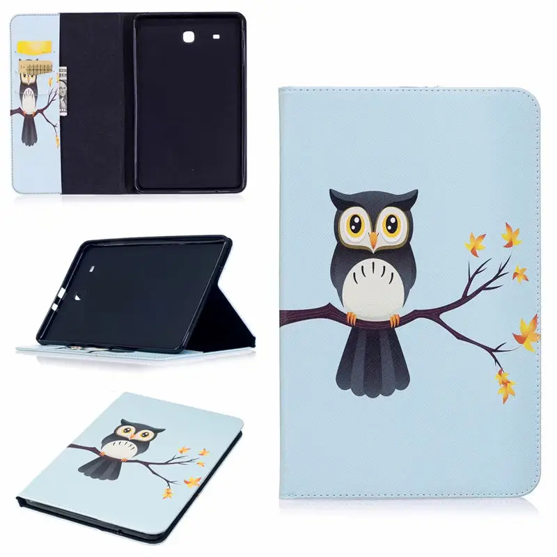 Чехол для планшета для Samsung Galaxy Tab E T560 SM-T560 T561 9,6 дюймов Smart Cover Мода Панда Сова чехол-книжка с подставкой из искусственной кожи Funda