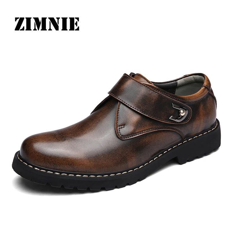 Dark Brown ZIMNIE/Мужская обувь из натуральной кожи; модная нескользящая обувь на толстой подошве; мужская повседневная обувь; высококачественные настоящие Лоферы для мужчин - Цвет: Dark Brown