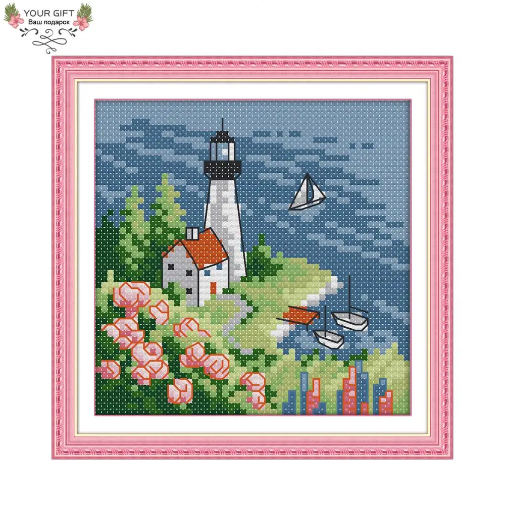 Joy Sunday F781 (3) 14CT 11CT Счетный и штампованный домашний декор Маяк рукоделие