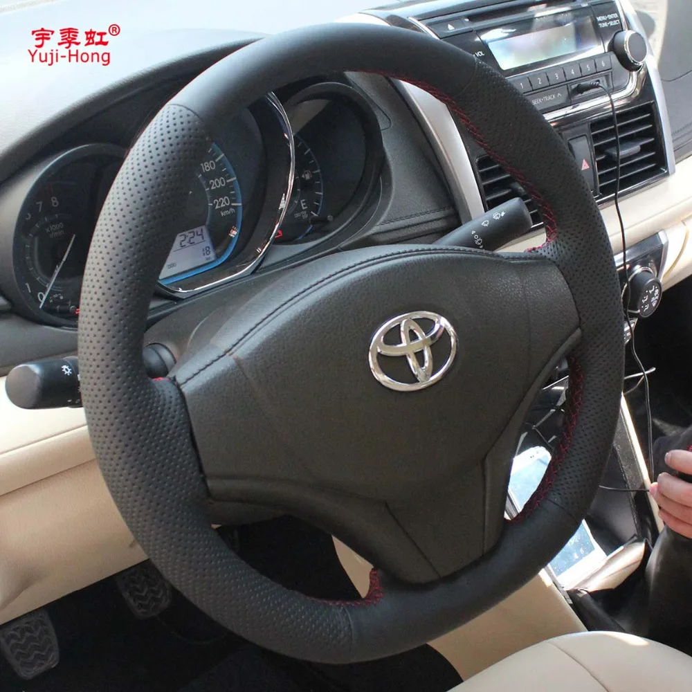 Чехлы Yuji Hong из натуральной коровьей кожи на руль автомобиля чехол для Toyota YarisL Vios