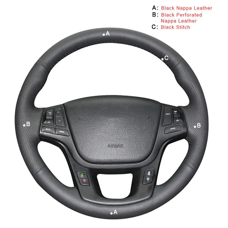 Top Layer Leather Автомобильная оплетка на рулевое колесо для Kia Sorento 2009- K7 Cadenza 2011- авто колесные Чехлы аксессуары для интерьера - Название цвета: Top Layer Leather