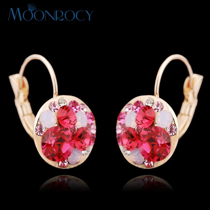 Женские серьги MOONROCY из розового золота с фианитом бесплатная доставка|earrings