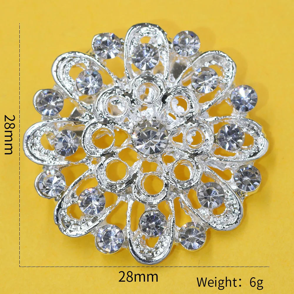 Wedding Bouquet Accessories Gift Hollow Flower Brooch for Women Alloy Metal Mosaic Rhinestone Pins Party Decoration | Украшения и