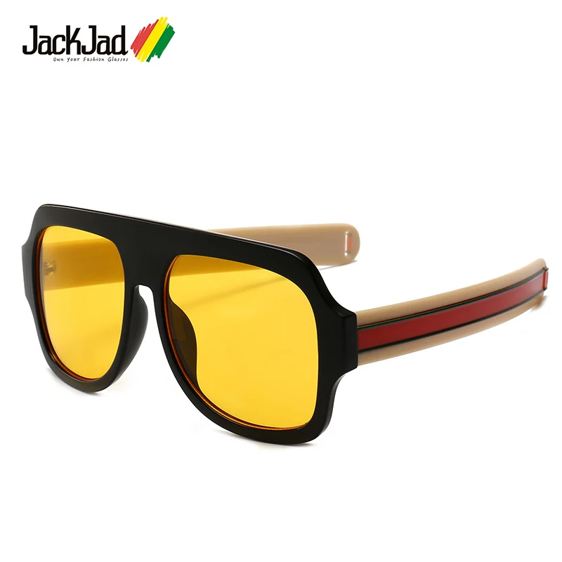 

JackJad 2020 Fashion Thick Stripes Temple Men Square Shield Style Sunglasses Vintage Cool Brand Design Sun Glasses Oculos De Sol