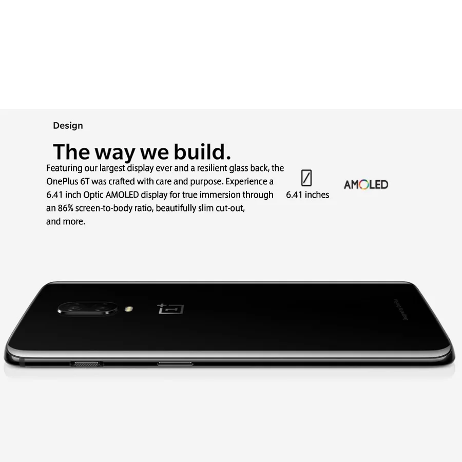Оригинальный Oneplus 6 комплектов/партия футболка 128GB в Дисплей отпечатков пальцев