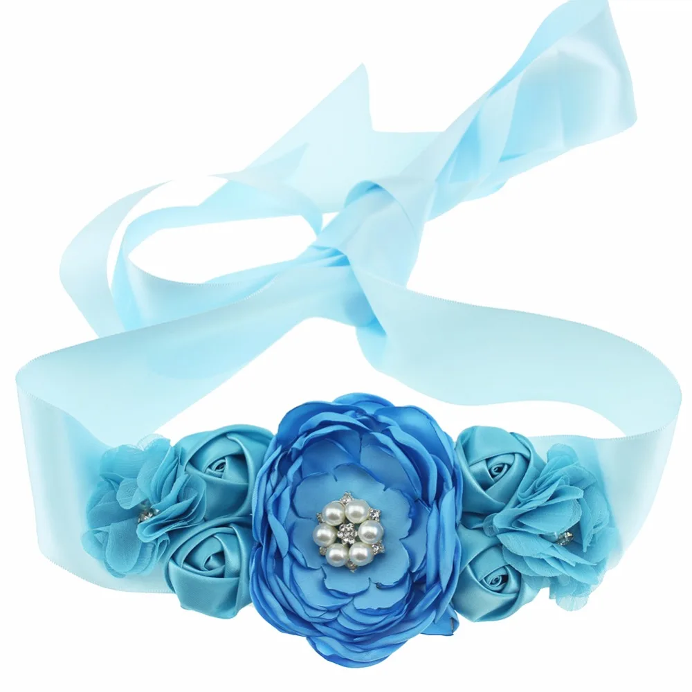 1 шт. атласное свадебное платье со стразами пояс с цветами для девушки беременных