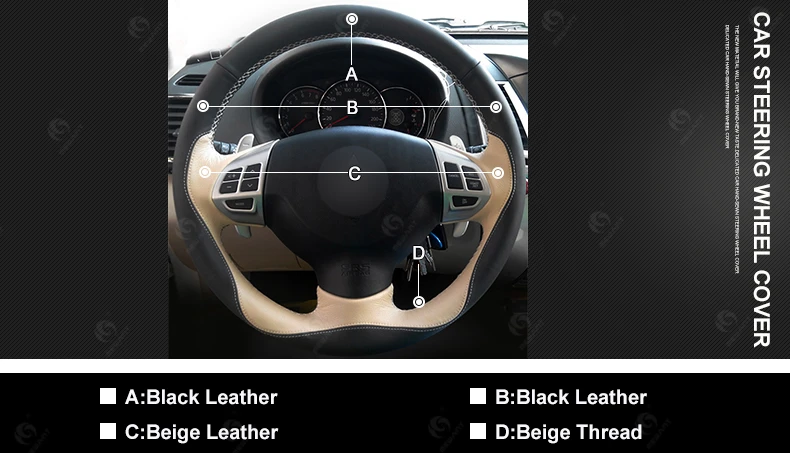 MEWANT Черный Бежевый кожаный чехол рулевого колеса автомобиля для Mitsubishi Lancer EX Outlander ASX Colt Pajero спортивные аксессуары Запчасти