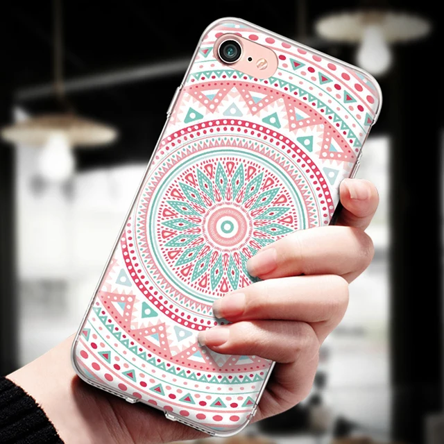 Мягкий ТПУ чехол для телефона для Iphone 4, 4S, 5, 5S, 5C, SE, 6, 6 S, 7, 8 Plus, X, XR, XS, Max, мандала, Цветочный, этнический узор, силиконовый чехол