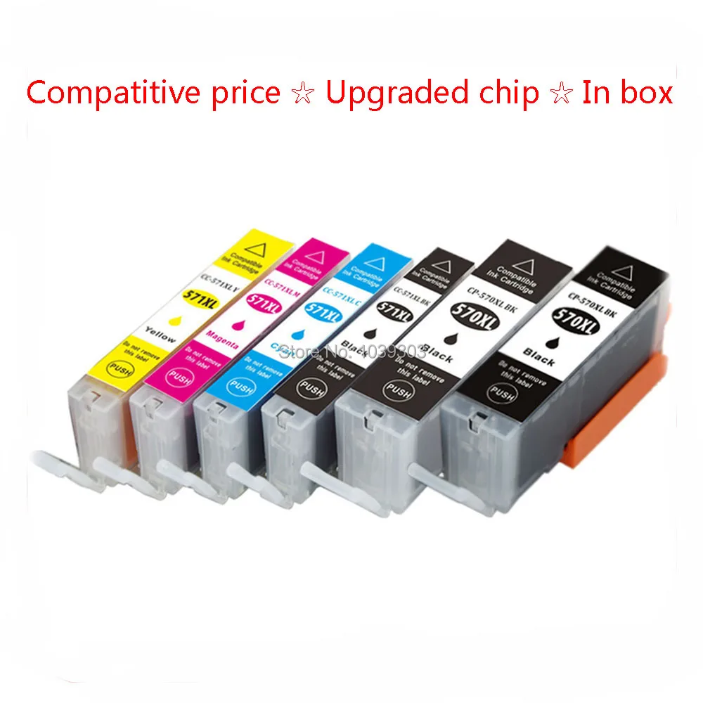 

6Pack Compatible Ink Cartridge PGI 570 CLI 571 Inks for Canon PIXMA MG7750 MG7751 MG7752 MG7753 Printer Ink with Chips(2Black, 1