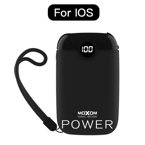 MOXOM power Bank 10000 мАч портативный зарядный блок питания 10000 тонкий внешний аккумулятор для Xiaomi Mi9 iPhone с usb-кабелем - Цвет: MX-PB02L