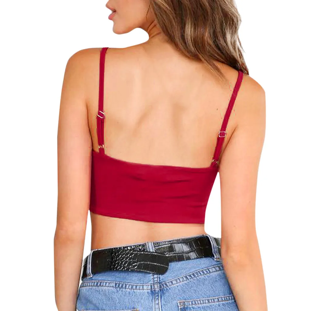 Женский топ на бретелях однотонный хлопковый Летний жилет одежда сексуальный