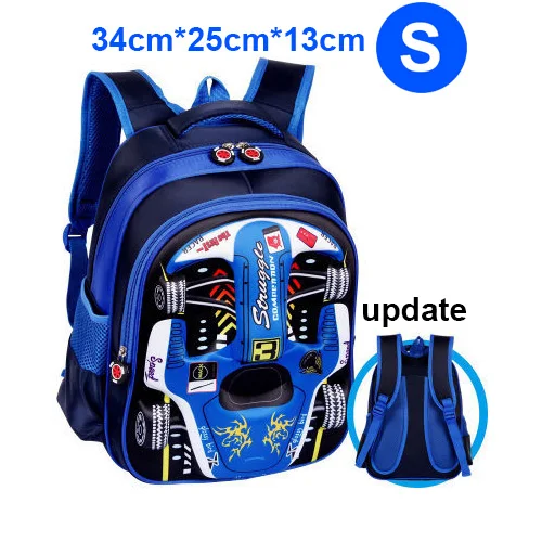 Blue Small Size Мультяшный 3D гоночный автомобиль для мальчиков и девочек, детский сад, детская школьная сумка, рюкзак, школьная Сумка подростковая детская Студенческая сумка - Цвет: Blue Small Size