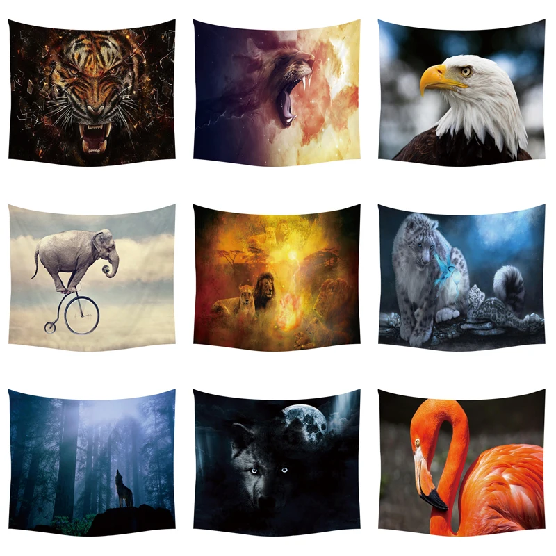 Психоделический гобелен с принтом волка полиэстер Прямая поставка настенный