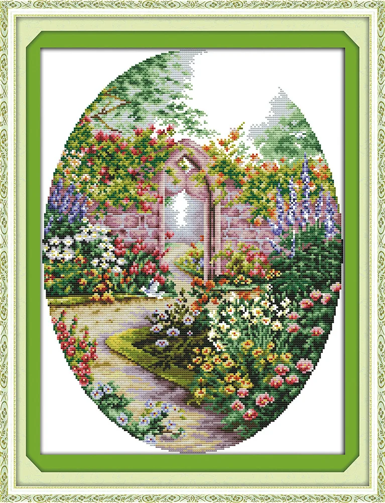 

Garden (2) cross stitch kit DMC color cotton thread 14ct 11ct count print canvas stitches embroidery DIY handmade needlework
