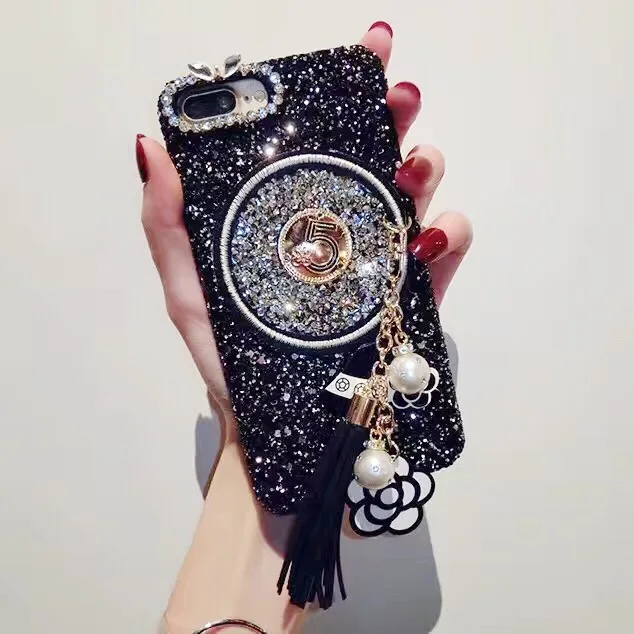 Случаях iphonex женщина леди стиль 3D Алмазный Блеск Bling кисточкой звезды цепи